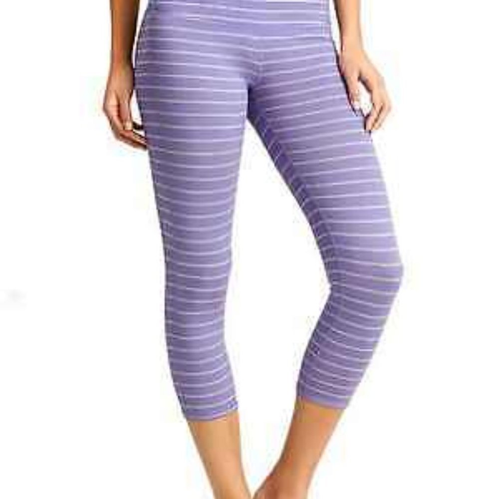Athleta Purple Stripe Chaturanga Tights Leggings S